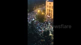 Serbia: Students sing at the end of the protest near the University of Belgrade Faculty of Law