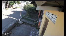 Motorcycle crashes into pole and house in Acoyapa, Nicaragua