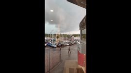 Tornado cloud forms during severe storm in Kansas City, Missouri, USA