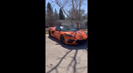Man Is Definitely Not Too Tall for His Corvette
