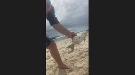 3 y/o boy shows mom the fish he caught with his bare hands *SHE WAS UPSET!*