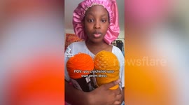 High school student, 17, crochets her own junior prom dress