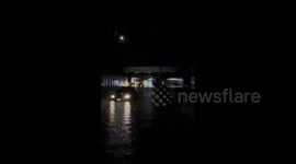 US: Flooding chaos on the road in Garland, TX