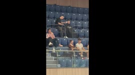 During The Semi-Finals of The Basketball Championship in Bulgaria You Can See a Guy on The Stands Getting a Haircut