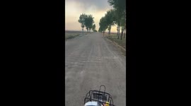 Dog jumps and collides with man on e-bike in Heilongjiang, China