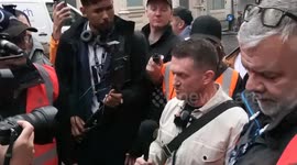 Tommy Robinson arrives at Westminster Magistrates for hi plea hearing involving The Dail Mail