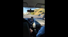 Burning Car on Highway