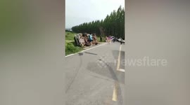 School bus collides with cement truck injuring 20 students in Thailand