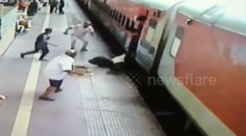 Rail Police rescued a passenger from being crushed under a train at Cuttack station in Odisha