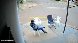 Man falls backward in chair mishap caught on security camera in Ponta Porã, Brazil