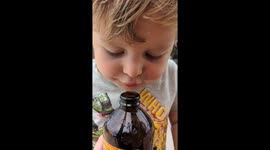 Son Perfectly Mimics Bottle Whistle Sound