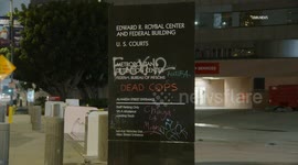 US, Los Angeles: Downtown Los Angeles Federal Buildings Left Vandalized in Wake of ICE Protests