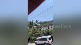 India: Live accident on Helicopter makes emergency landing on Uttarakhand road, tail crushes car
