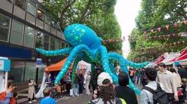 Giant Octopus surprises people attending The Great Exhibition Road Festival