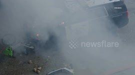 US, Bakersfield: Downtown Los Angeles ICE Protest CHP Unit Destroyed and Lit On Fire Part 5