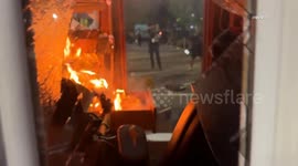 US, Bakersfield: Downtown Los Angeles ICE Protest Parking Booth Set Abalze LAPD Extinguishes Part 9