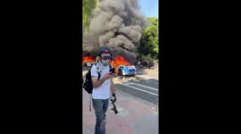 Cars set ablaze as immigration protests turn violent in Los Angeles