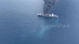 Cargo ship catches fire off the coast of India