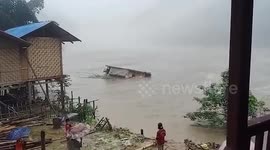 House swept away during floods in Myanmar