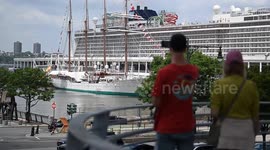 US: Spanish Sail Ship Juan Sebastian Elcano Docked In NYC