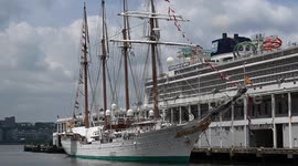USA: Spanish Sail Ship Juan Sebastian Elcano Docked In NYC