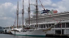 USA: Spanish Sail Ship Juan Sebastian Elcano Docked In NYC