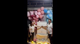 Couple delights friends and families with miniature wardrobe-themed gender reveal party