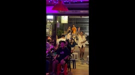 Reveller busts awesome dance moves at jazz bar