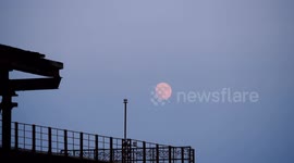 Full moon at Bognor Regis Pier West Sussex Monday 9th June 2025