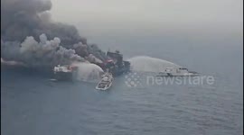 Massive Fire Still Raging on Singapore-Flagged Cargo Ship off Kerala Coast; 18 Rescued, 4 Missing