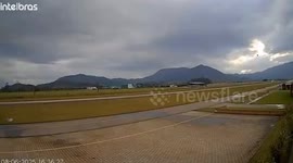Private jet takes off at the same time as helicopter narrowly avoiding mid-air crash