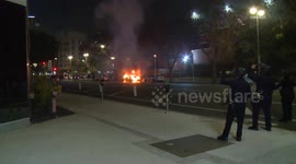 US, Bakersfield: Los Angeles Day 5 ICE Protest Car Fire Part 1