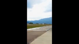 Private jet narrowly avoids mid-air collision with helicopter while taking off