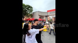 Students ballroom dance after China's famously hard college entrance exam