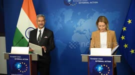 Belgium: EU foreign policy chief holds press conference with Indian foreign minister