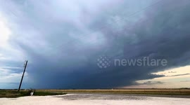 Storm chaser films violent line of supercellls through Oklahoma's Tornado Alley