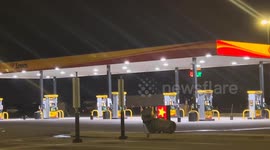 Intense Winds and Blowing Rain Hammer an El Reno Truck Stop During Severe Thunderstorm