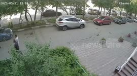 Children crash electric scooter into parked car then flee scene
