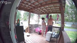 From stumble to spin: Man saves himself from AC unit's trap