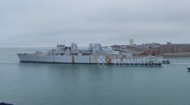 HMS Bristol Towed out of Portsmouth for the Final Time