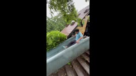 Unexpected crash at the end of a slippery slide in Hsinchu, Taiwan