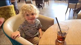 My son, Arthur giving his dad a high five- High five gone wrong