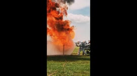 Thai firemen train to put out raging fire from pipe