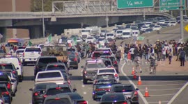 US, Los Angeles: Downtown Los Angeles ICE Protests Day 5 Protesters Arrested After 101 Freeway Incursion