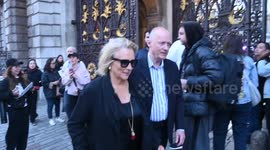Jennifer Saunders and Ade Edmondson   leave  the Royal Academy Summer Exhibition celebrity launch party