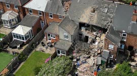 Aerial footage captures suspected gas explosion on a Derby street