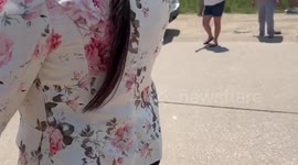 US: Tense scene outside of Glenn Valley Foods in Omaha after an immigration raid at the plant