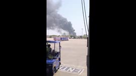 Air India plane crash smoke seen from airport it left moments earlier