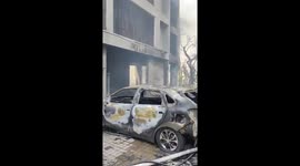 Fire crews douse charred buildings at Air India plane crash site