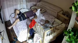 Man mistakes pillow for baby during nap in Liaoning, China